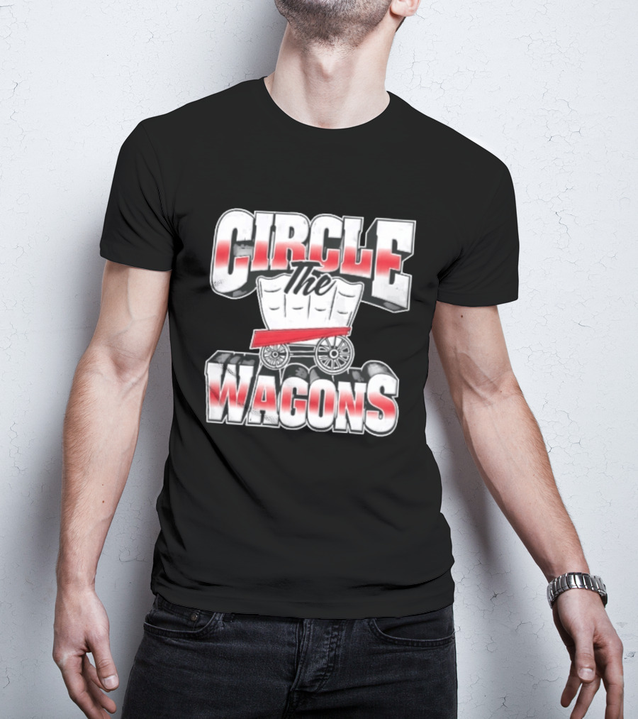 Circle The Wagons Pioneer Covered Wagon Red White 3D T-Shirt