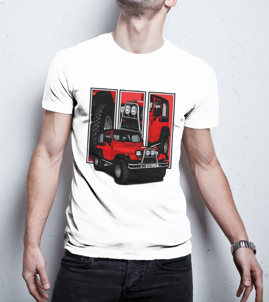 Red Jeep Wrangler 4x4 Off Road Adventure Vehicle Four Wheel Drive T-Shirt