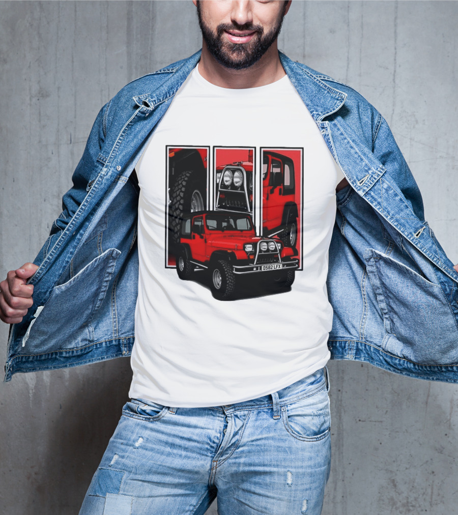 Red Jeep Wrangler 4x4 Off Road Adventure Vehicle Four Wheel Drive T-Shirt