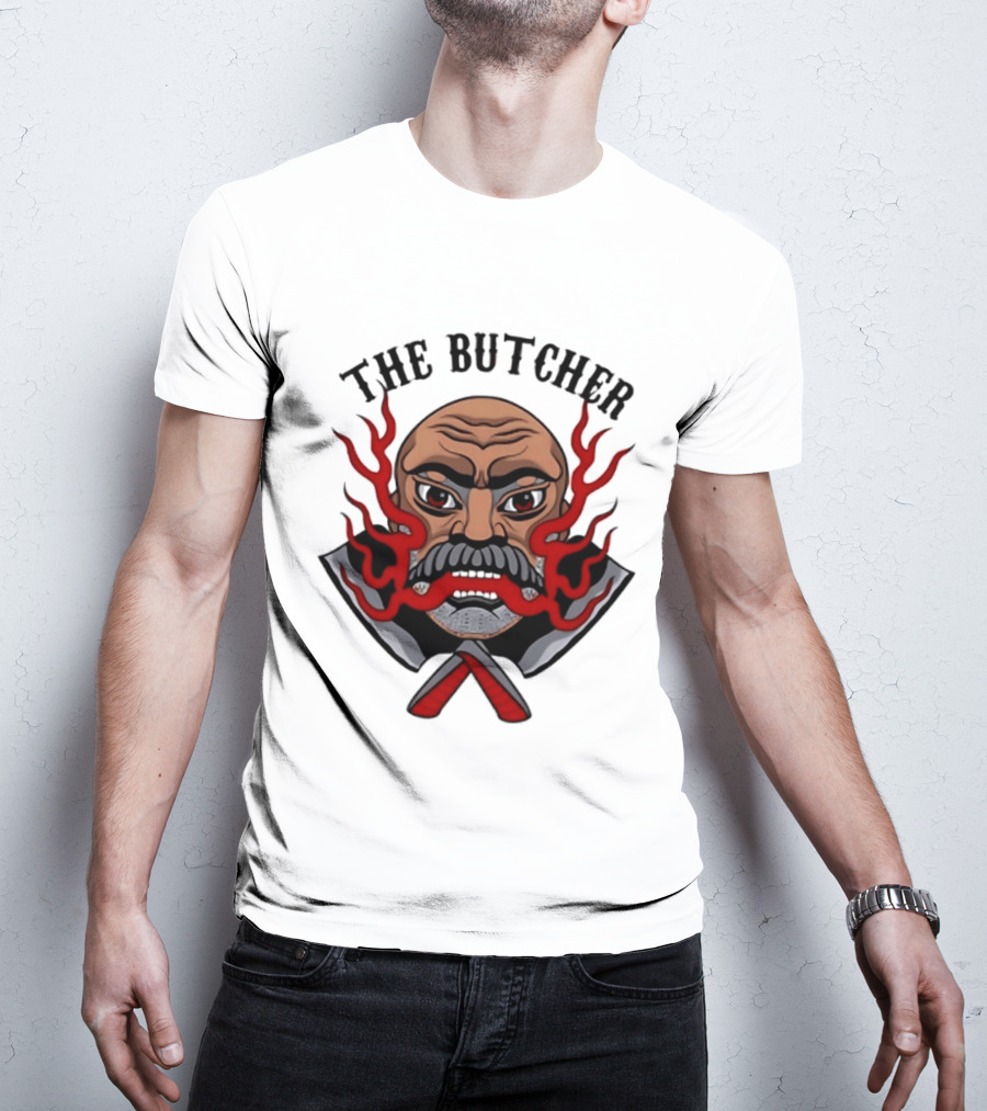 The Butcher AEW Professional Wrestling Skull Flames Axes T-Shirt