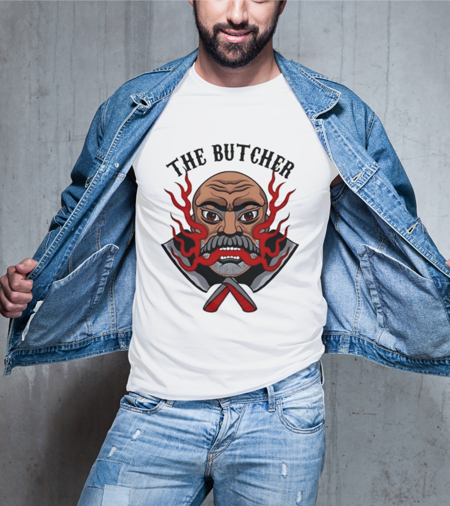 The Butcher AEW Professional Wrestling Skull Flames Axes T-Shirt