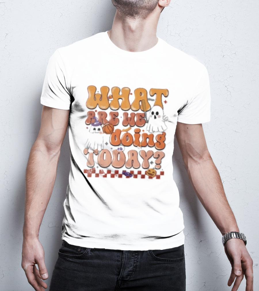 What Are We Doing Today Cartoon Halloween Ghosts Basketball Baseball Boo Shop T-Shirt