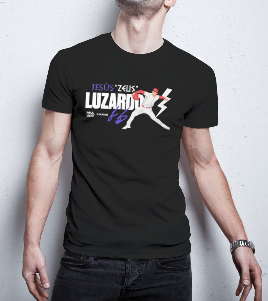 Jesús Zeus Luzardo Pitching Foul Territory 44 Lightning Bolt T-Shirt