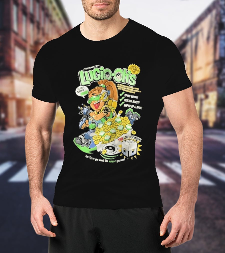 Lucio Oh's Cereal Sound Boost Sonic Waves Packed With Flavor T-Shirt