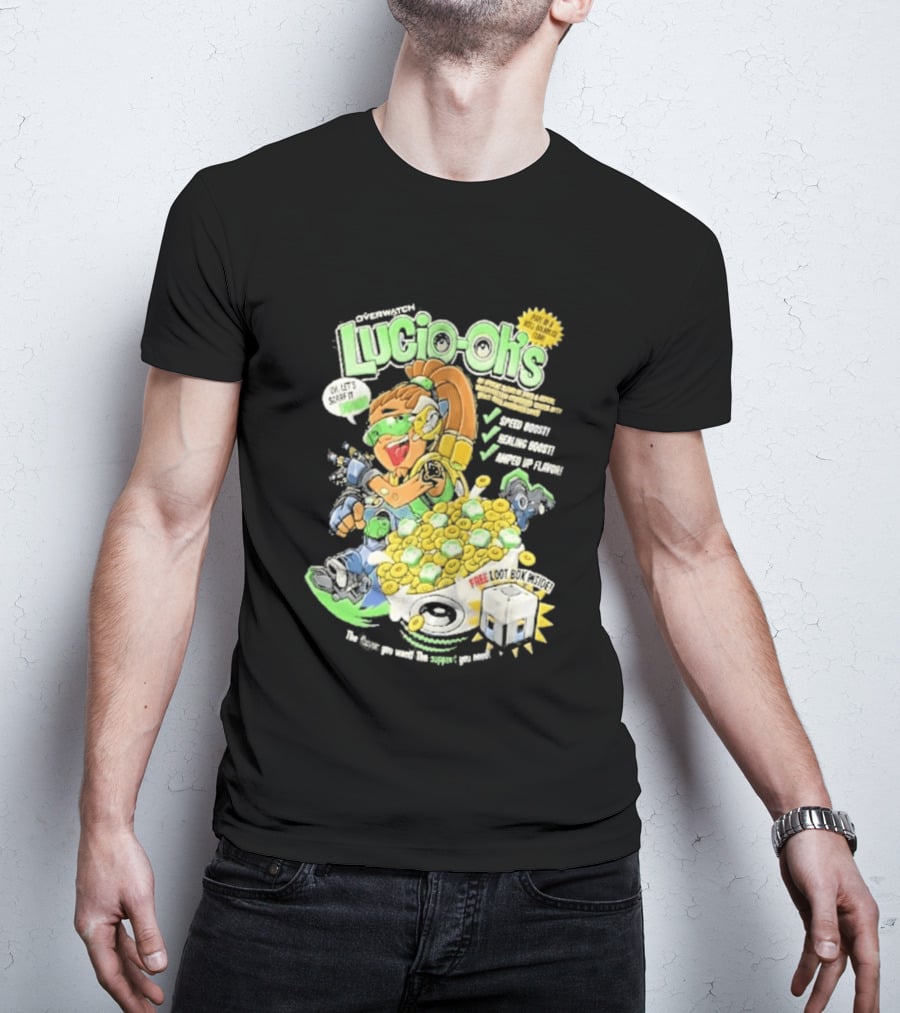 Lucio Oh's Cereal Sound Boost Sonic Waves Packed With Flavor T-Shirt