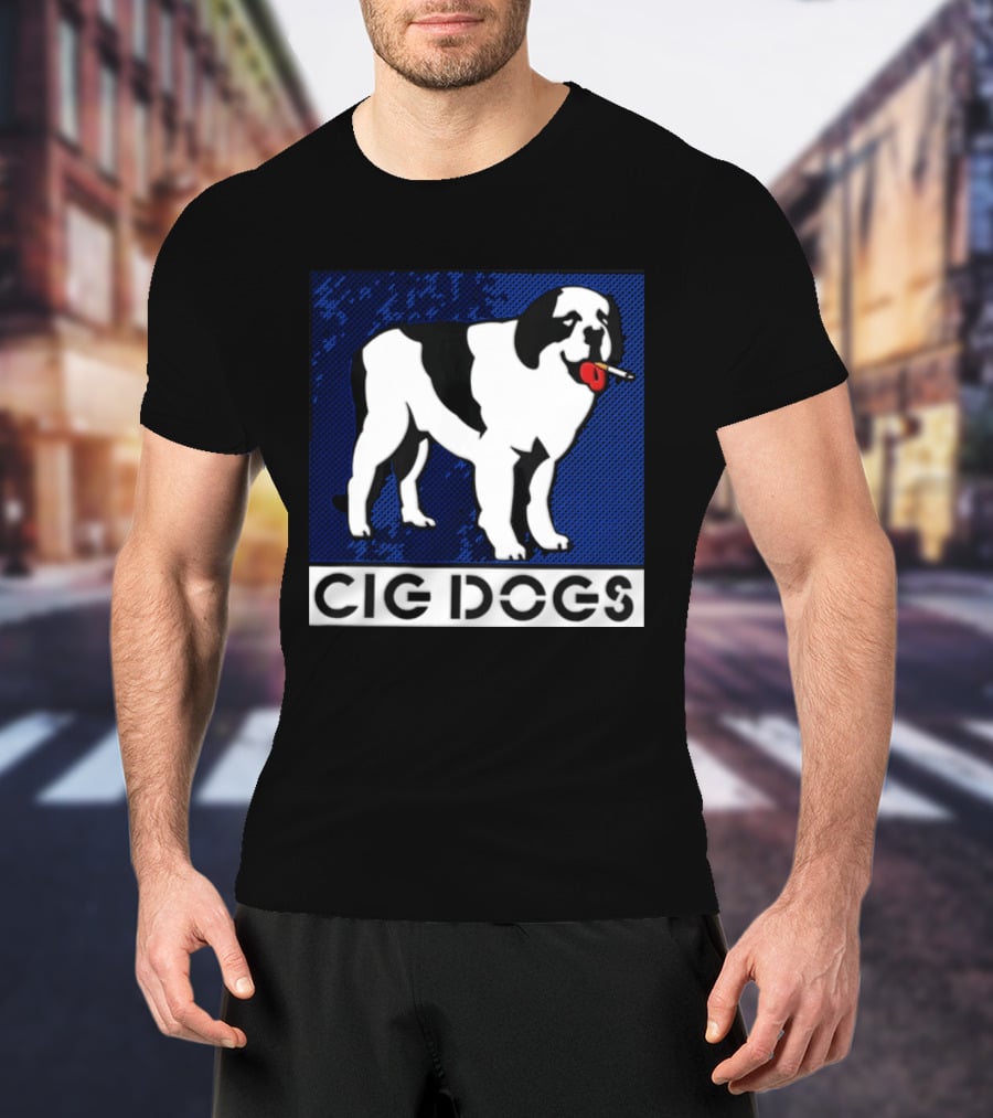 Cig Dogs Saint Bernard Smoking Cigarette Funny Canine T-Shirt