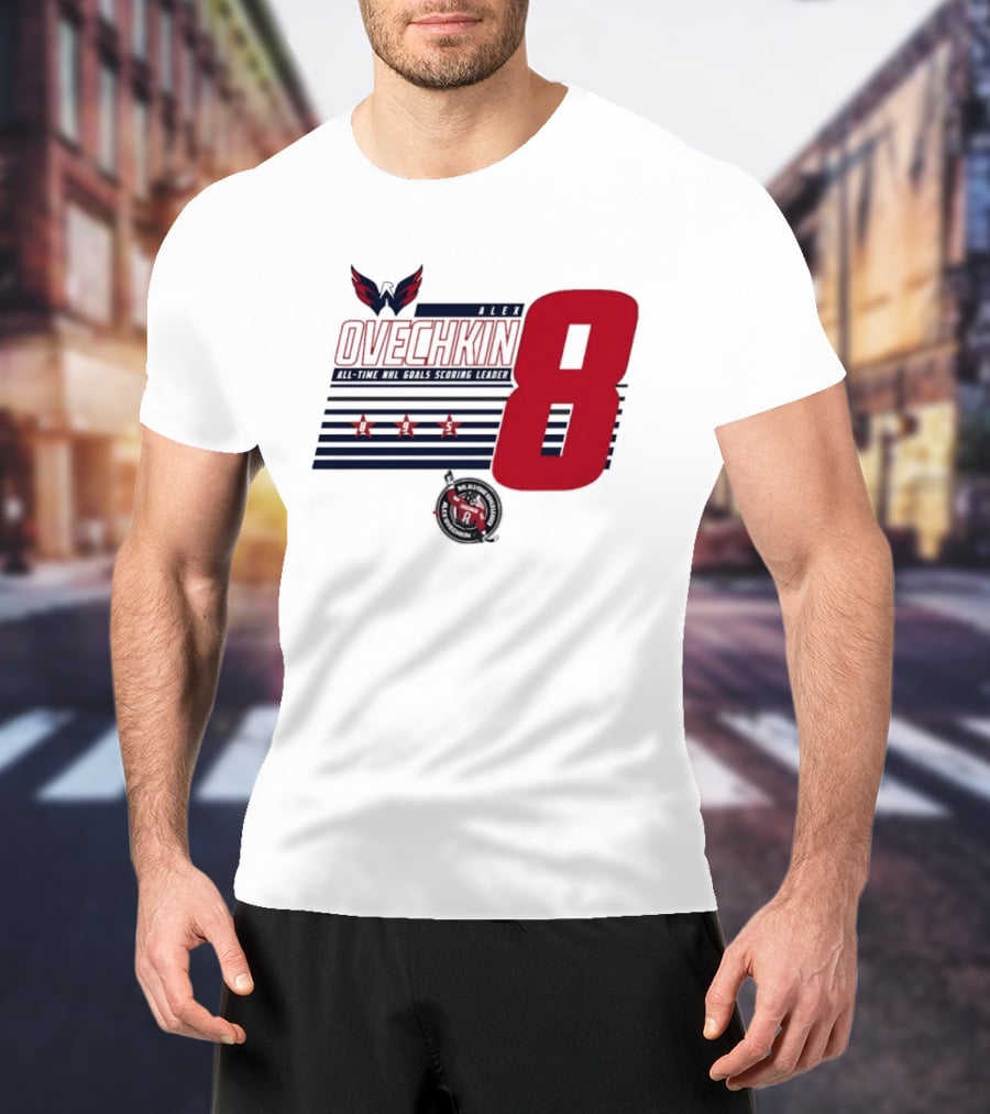 Alex Ovechkin 8 NHL All Time Goals Leader Washington Capitals Stars And Stripes T-Shirt