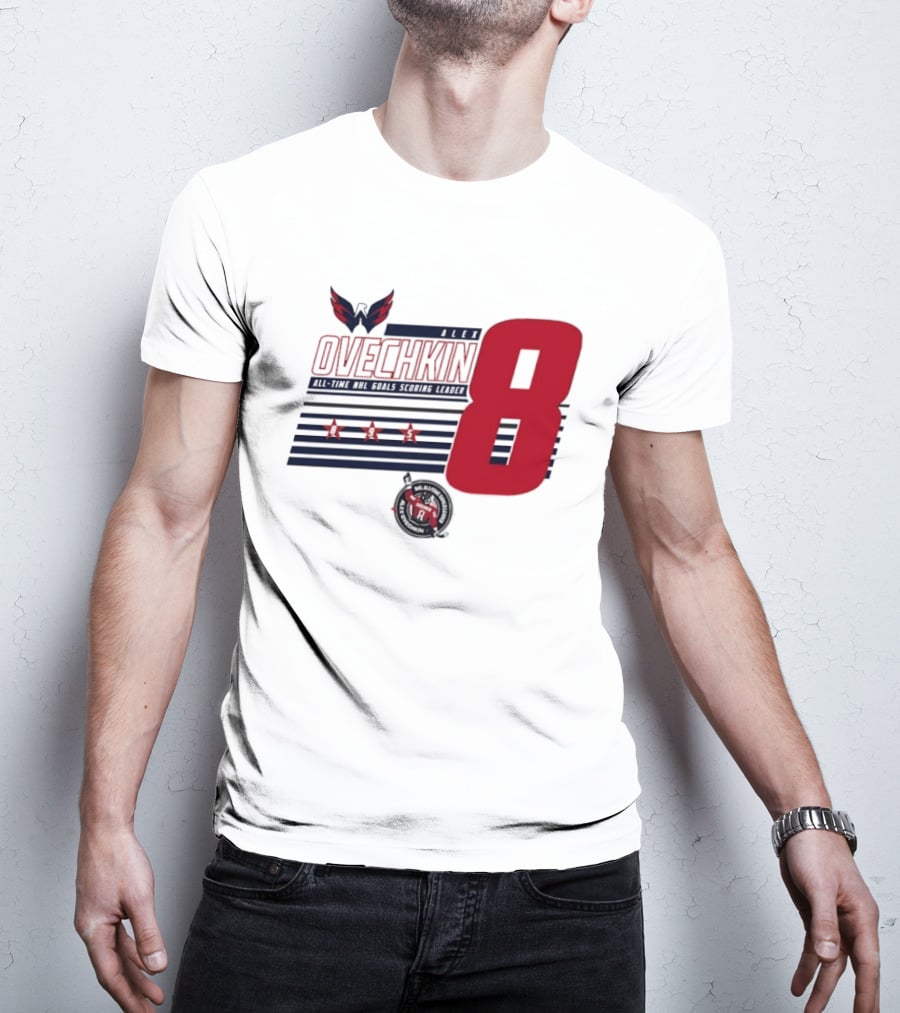 Alex Ovechkin 8 NHL All Time Goals Leader Washington Capitals Stars And Stripes T-Shirt