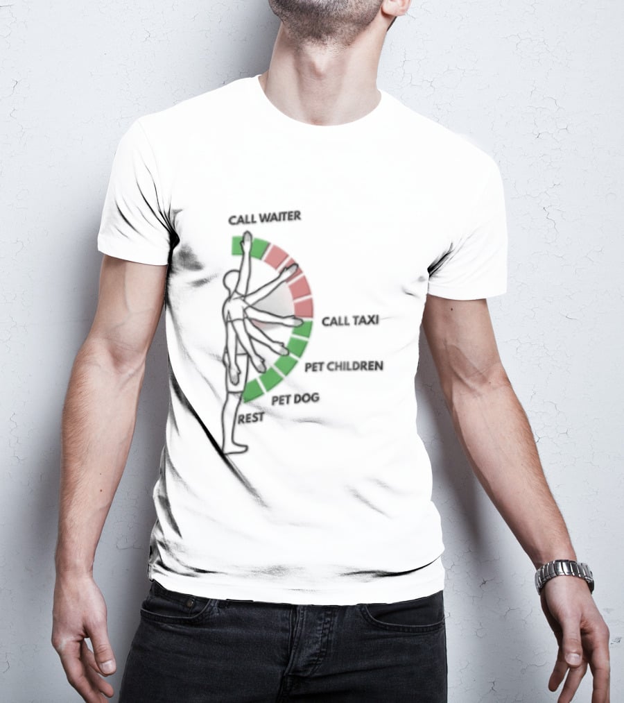 Call Waiter Call Taxi Pet Children Pet Dog Rest Arm Movement Chart T-Shirt