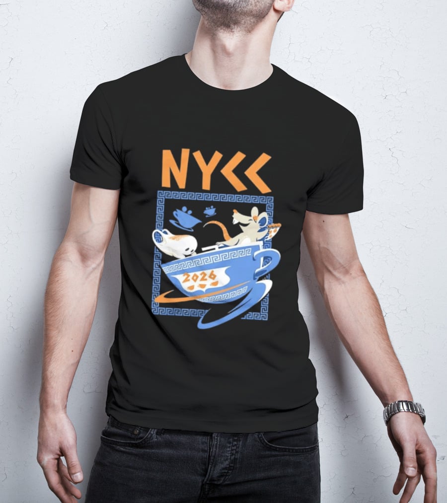 NYCC 2026 Pizza Rat Cup Greek Pattern Tea Event T-Shirt