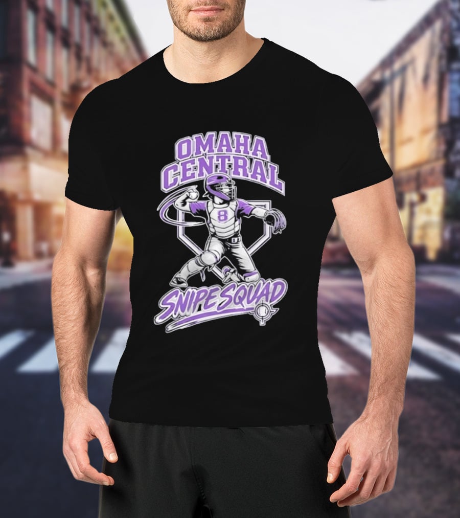 Omaha Central Snipe Squad Baseball Catcher Number 8 T-Shirt