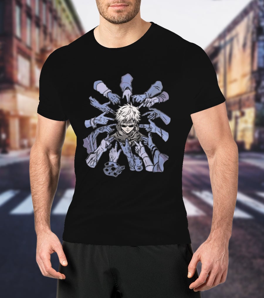 Gojo Satoru Surrounded By Pointing Hands Jujutsu Kaisen Style Anime T-Shirt