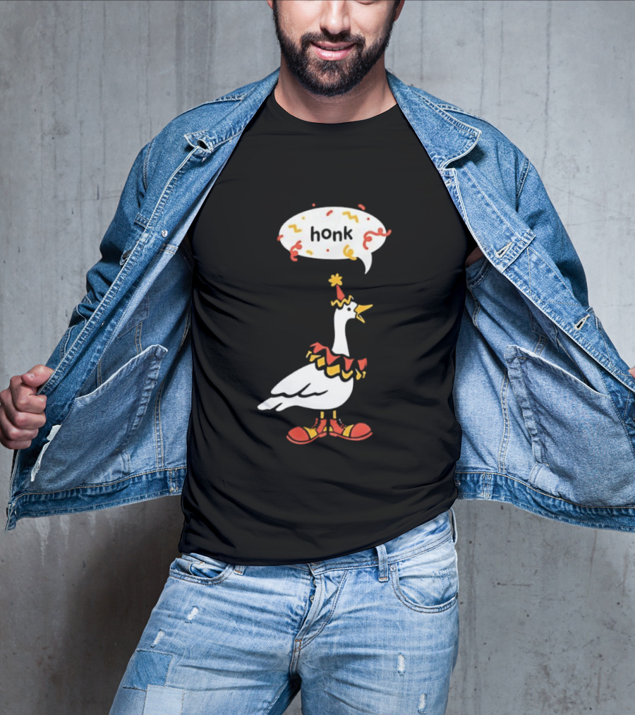 Honk Clown Goose Circus Costume With Confetti Speech Bubble T-Shirt