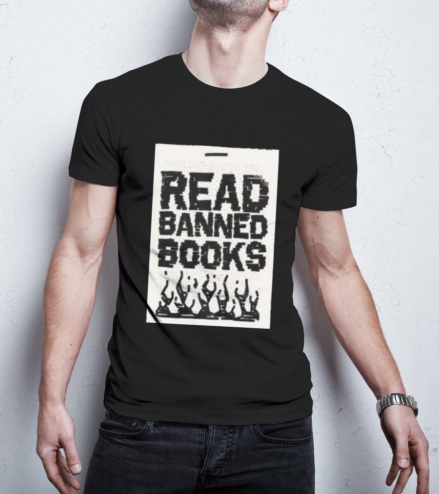 Read Banned Books Advocacy With Rising Flames T-Shirt