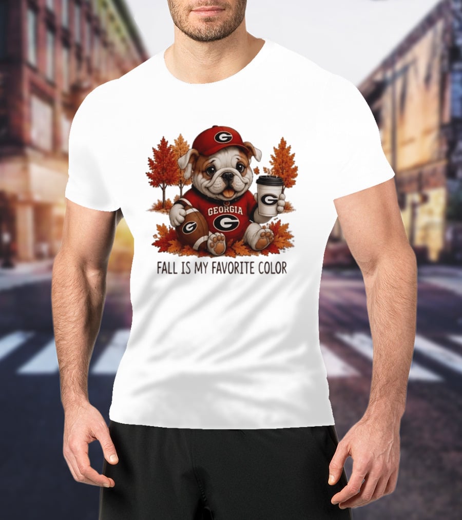 Georgia Bulldogs Fall Is My Favorite Color Football Bulldog Autumn T-Shirt