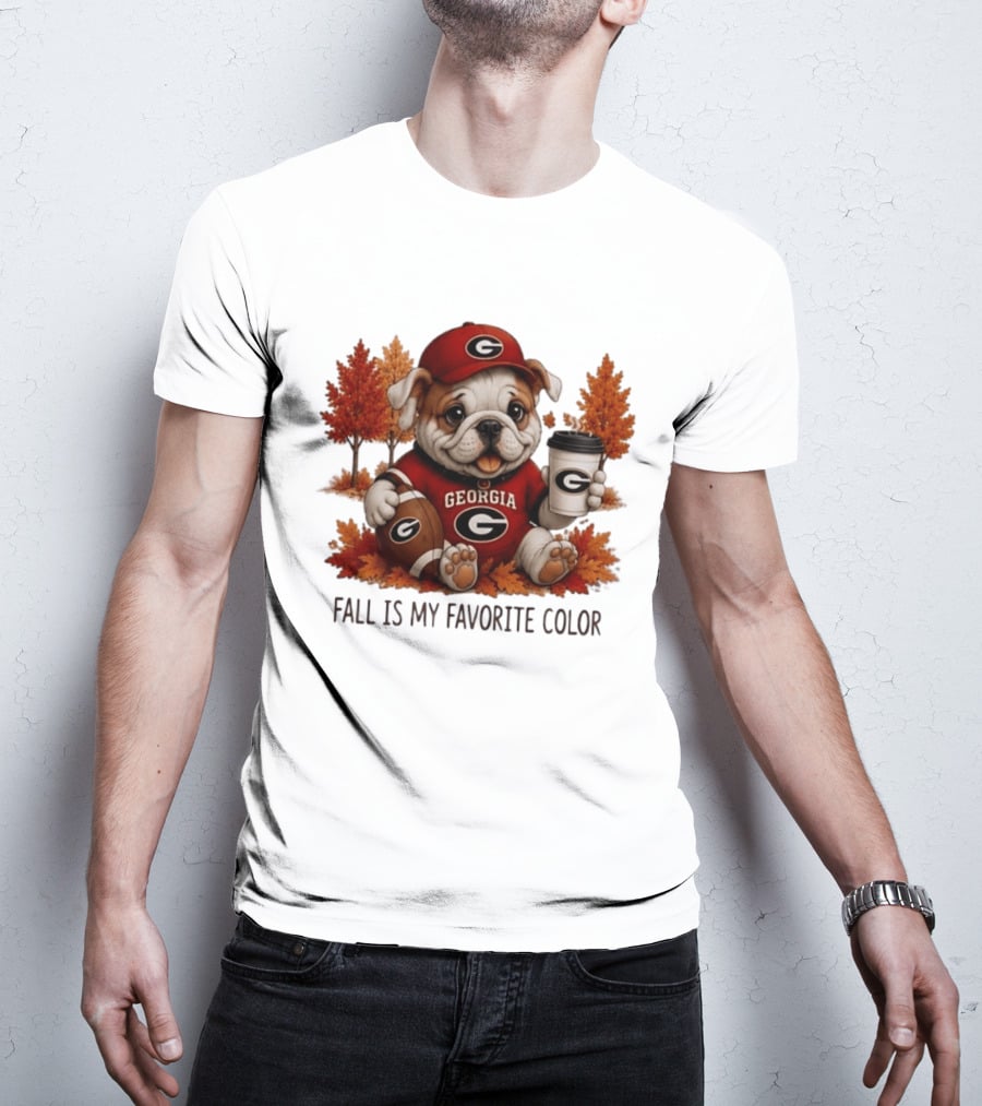Georgia Bulldogs Fall Is My Favorite Color Football Bulldog Autumn T-Shirt