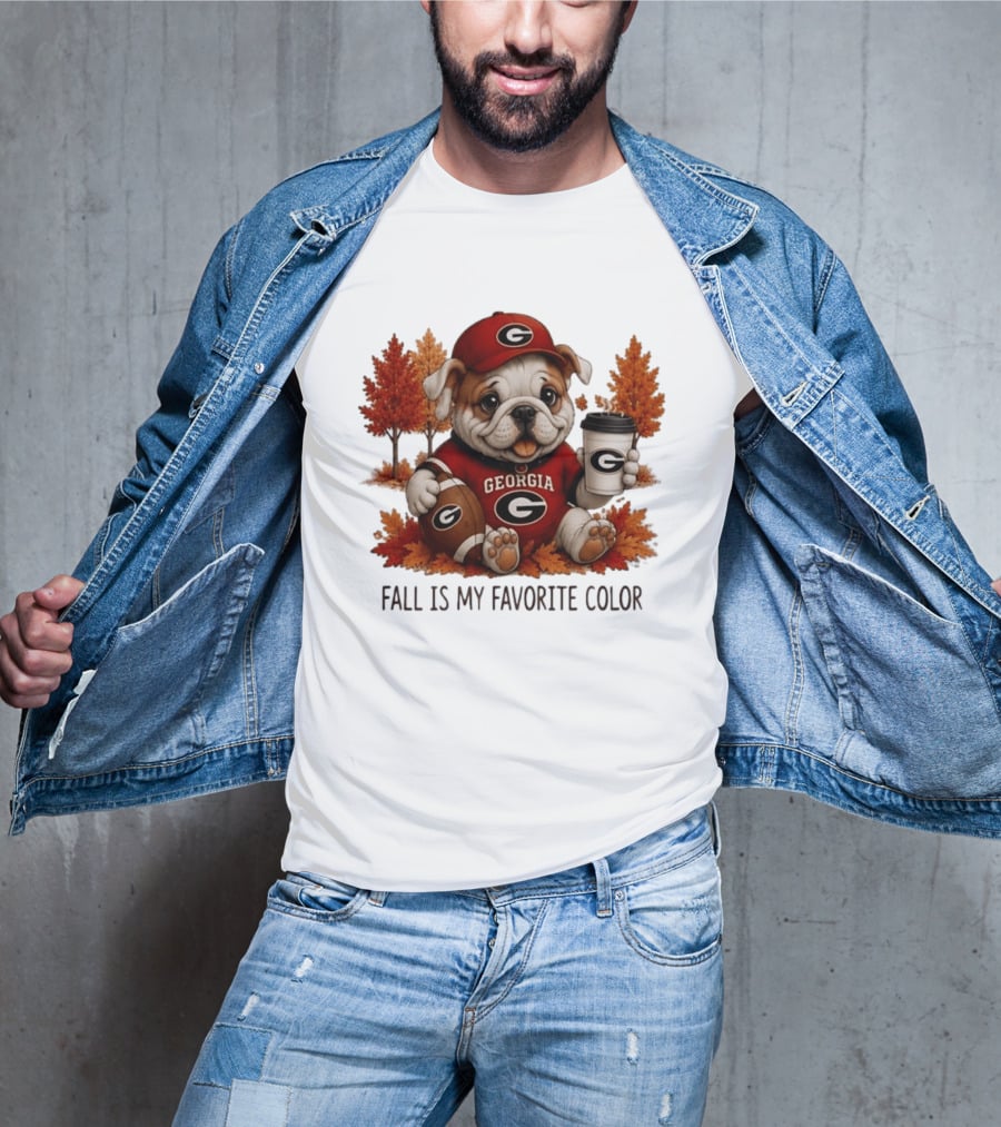 Georgia Bulldogs Fall Is My Favorite Color Football Bulldog Autumn T-Shirt
