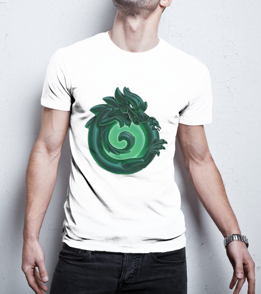Green Jade Dragon Ouroboros Mythology Symbolic T-Shirt