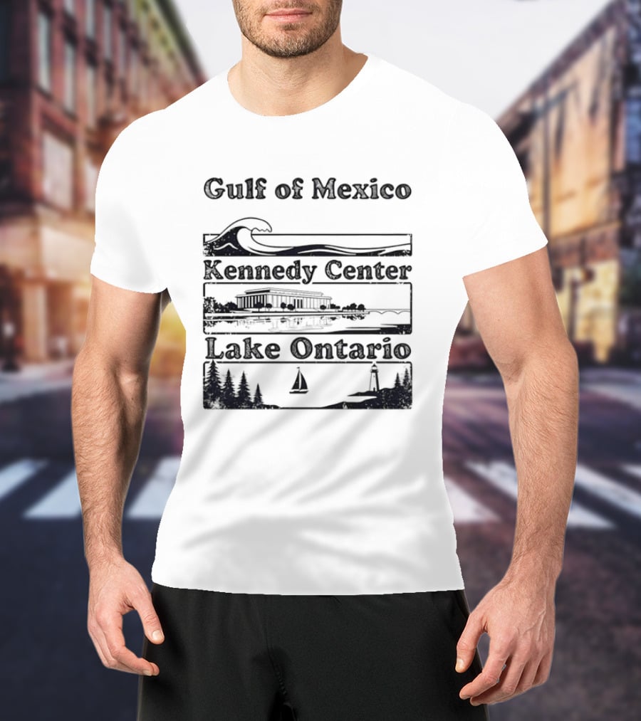 Gulf Of Mexico Wave Kennedy Center Building Lake Ontario Sailboat Scene T-Shirt