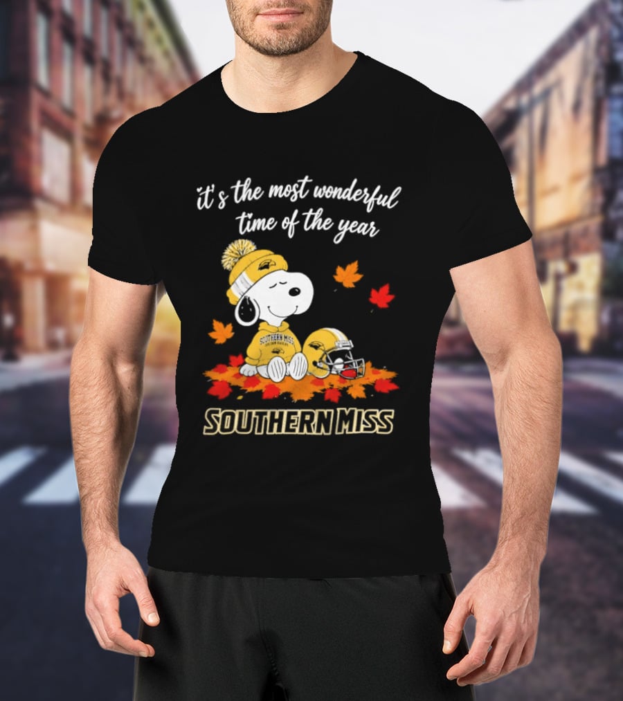 Snoopy It's The Most Wonderful Time Of The Year Southern Miss Golden Eagles Peanuts Fall Football T-Shirt