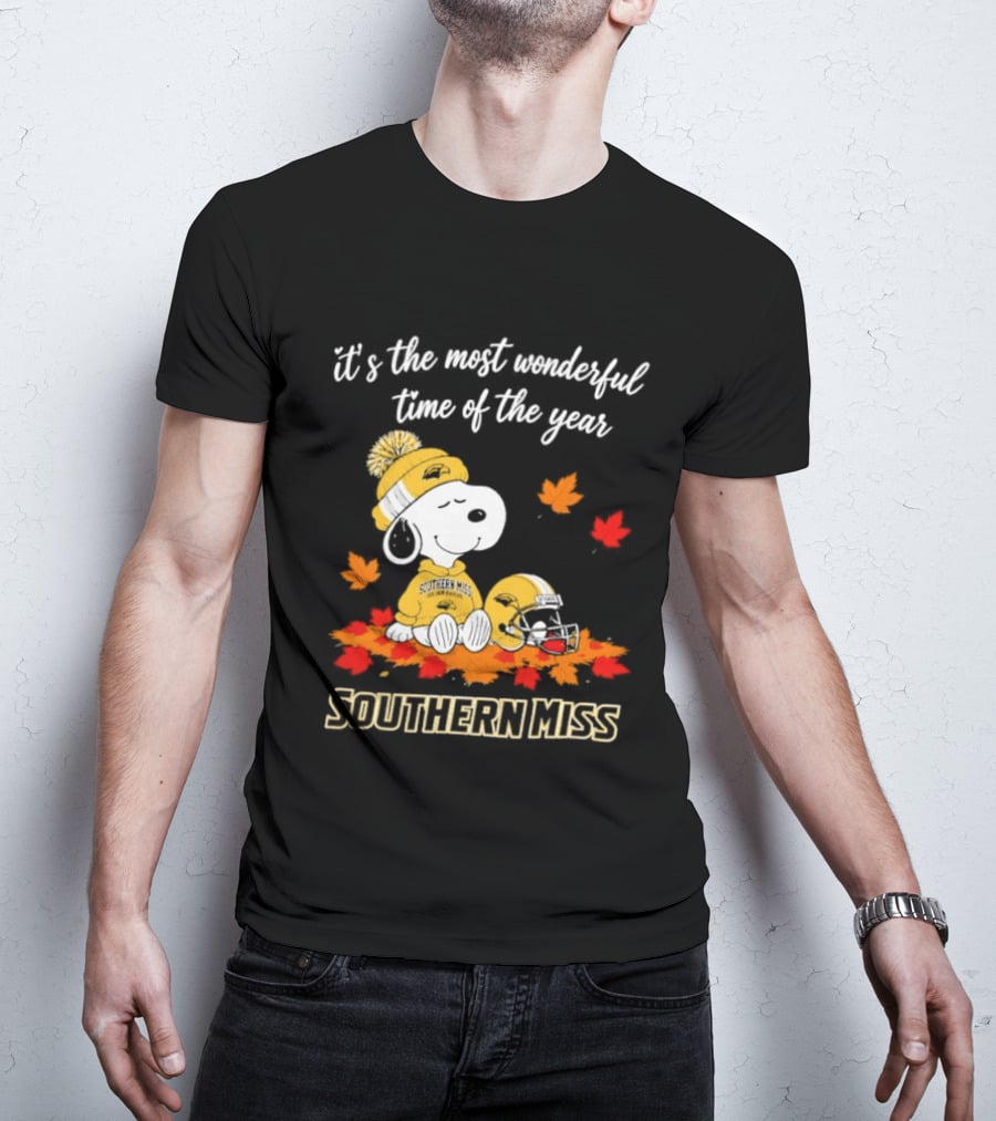 Snoopy It's The Most Wonderful Time Of The Year Southern Miss Golden Eagles Peanuts Fall Football T-Shirt