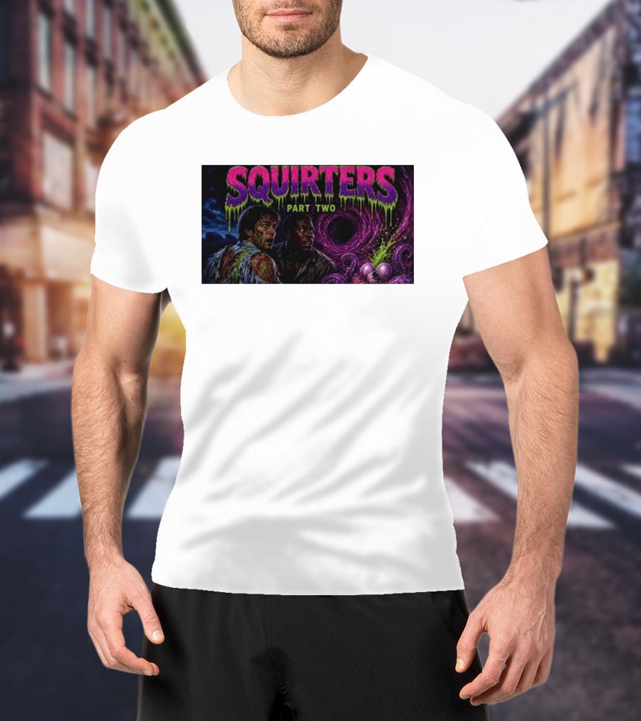 Squirters Part Two 1980s Horror Creature Scene T-Shirt