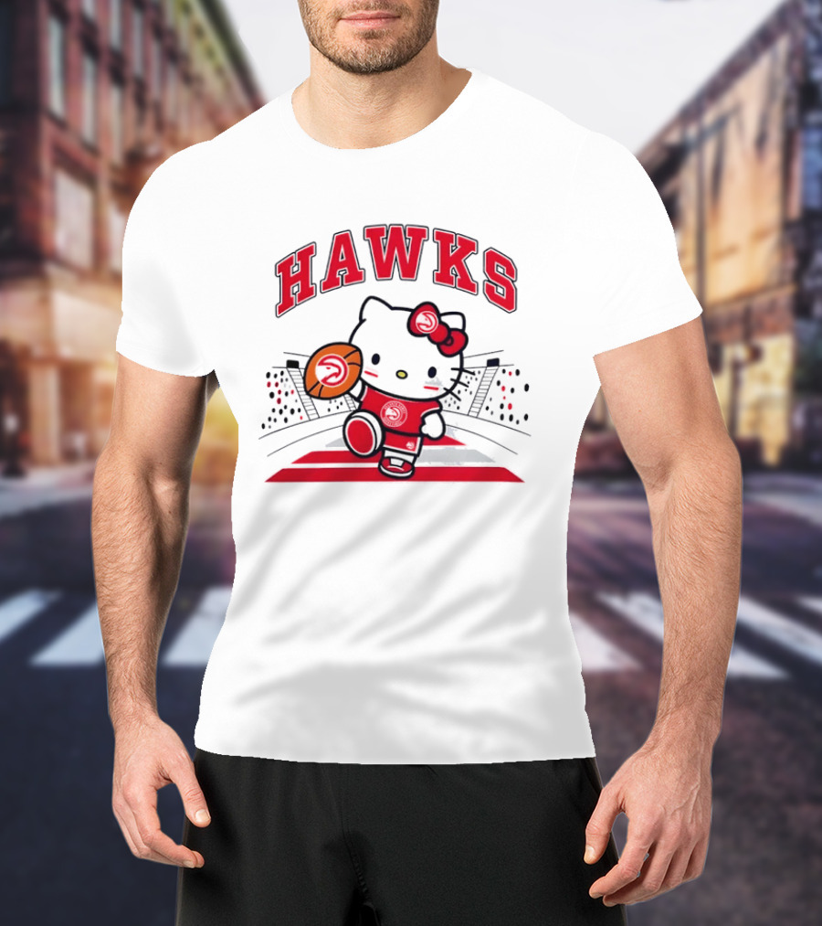 Hello Kitty Atlanta Hawks Basketball Collaboration 2026 NBA Season T-Shirt