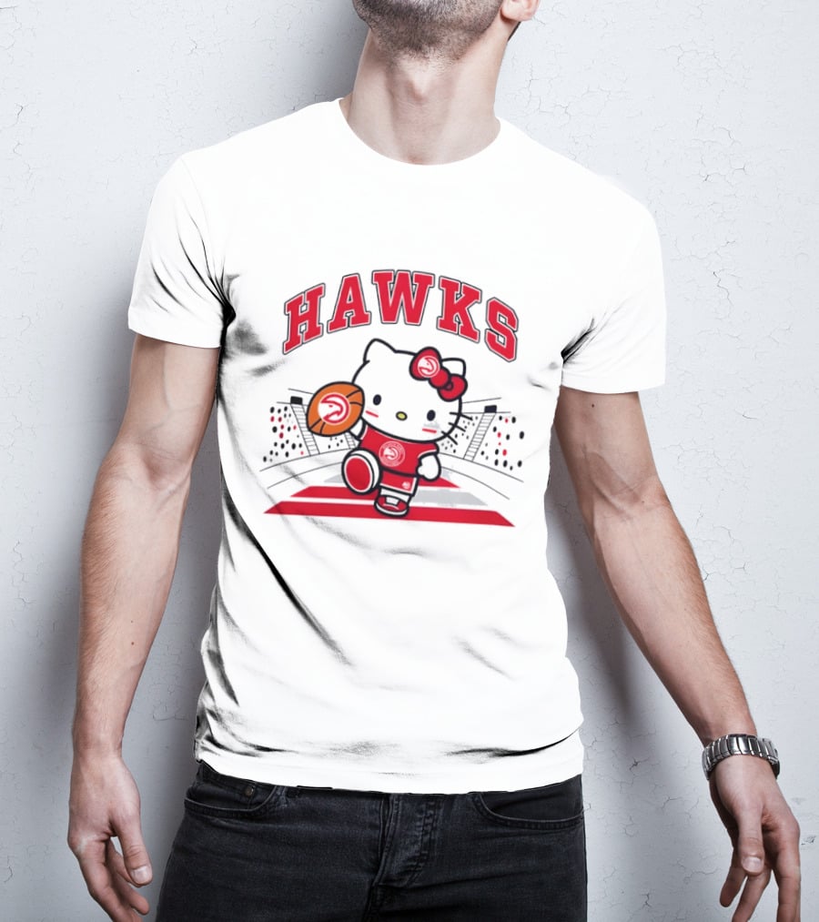 Hello Kitty Atlanta Hawks Basketball Collaboration 2026 NBA Season T-Shirt