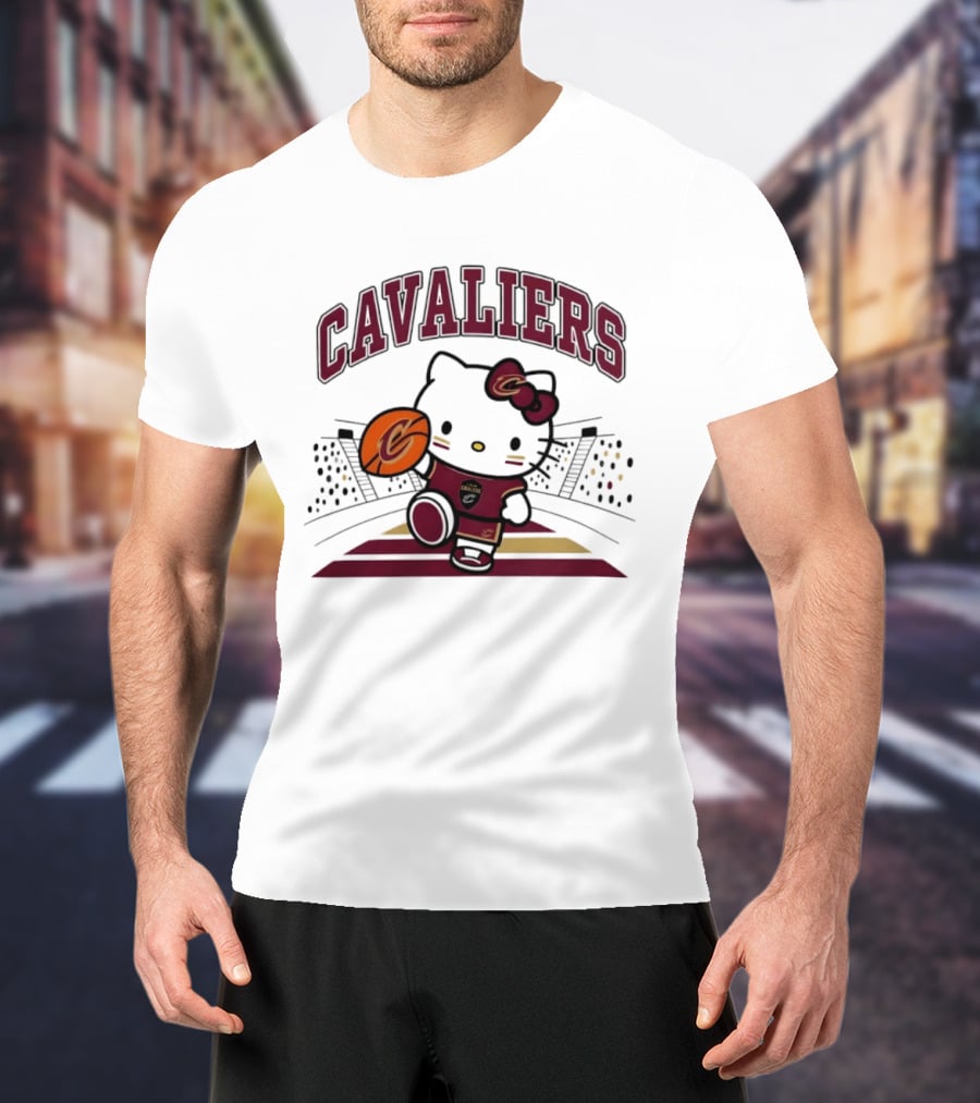 Hello Kitty Cavaliers Basketball 2026 NBA Season Collaboration T-Shirt