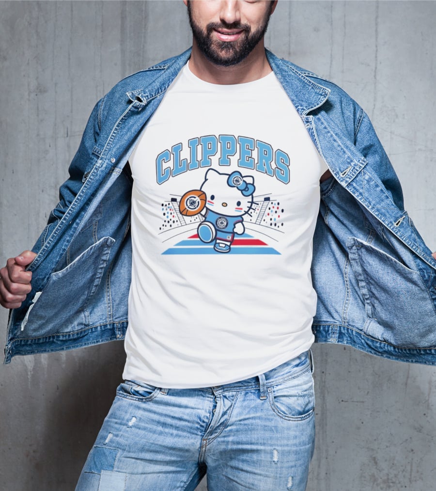 Hello Kitty Clippers 2026 NBA Season Basketball Fan Collaboration T-Shirt