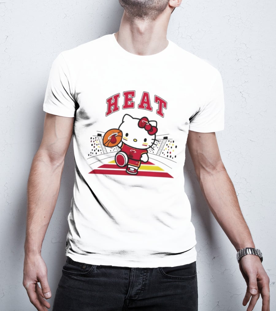 Hello Kitty Heat Miami NBA Basketball 2026 Season Collaboration T-Shirt