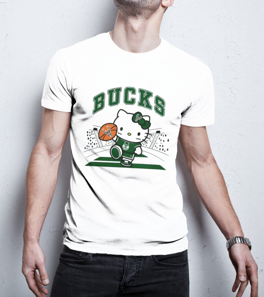 Hello Kitty Bucks Basketball Milwaukee Crossover 2026 NBA Season T-Shirt