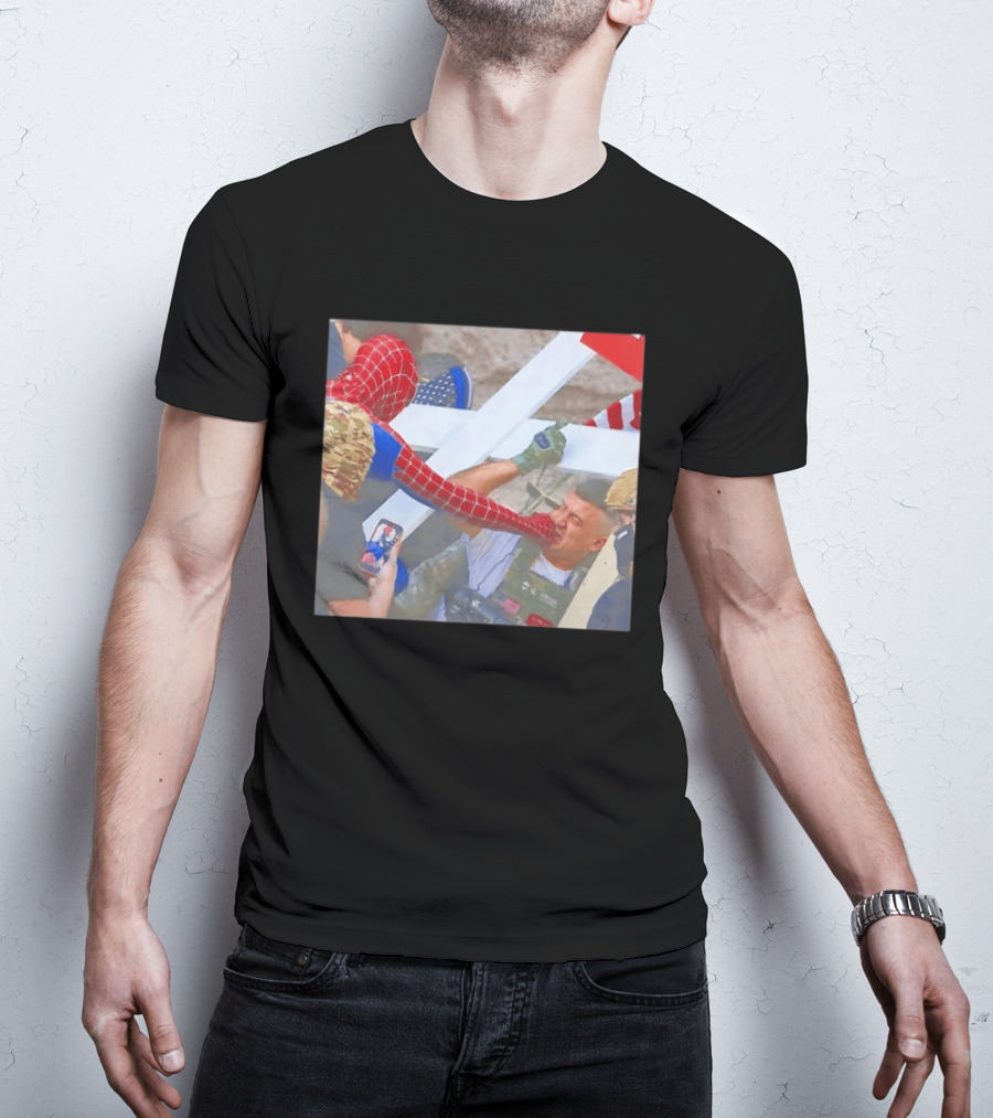 Invisible Touch Spider Man Meets Protester Face Off T-Shirt