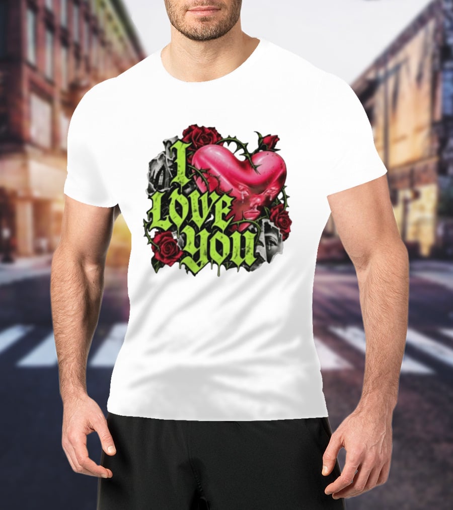 I Love You Gothic Heart Roses T-Shirt