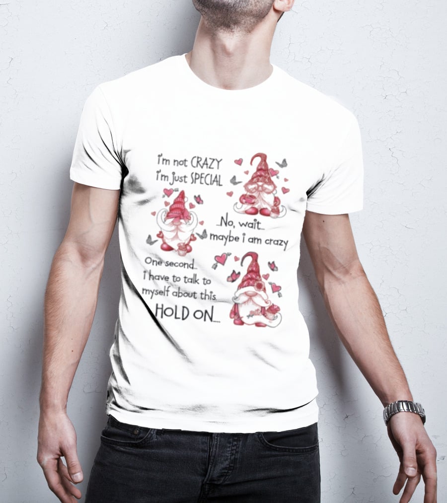 I'm Not Crazy I'm Just Special Gnome No Wait Maybe I Am Crazy Hold On T-Shirt