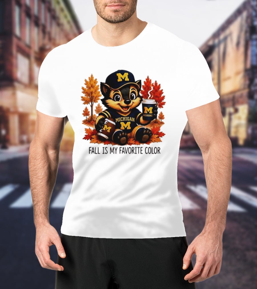 Michigan Wolverines Fall Is My Favorite Color Mascot Coffee Football T-Shirt