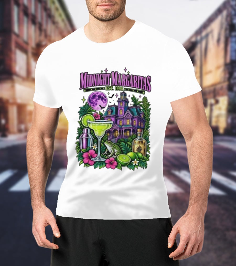Midnight Margaritas Est. 1998 Haunted Mansion Tropical Vibes Lime And Moon Magic T-Shirt