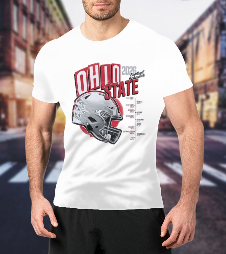 Ohio State Buckeyes 2026 Football Schedule Helmet T-Shirt