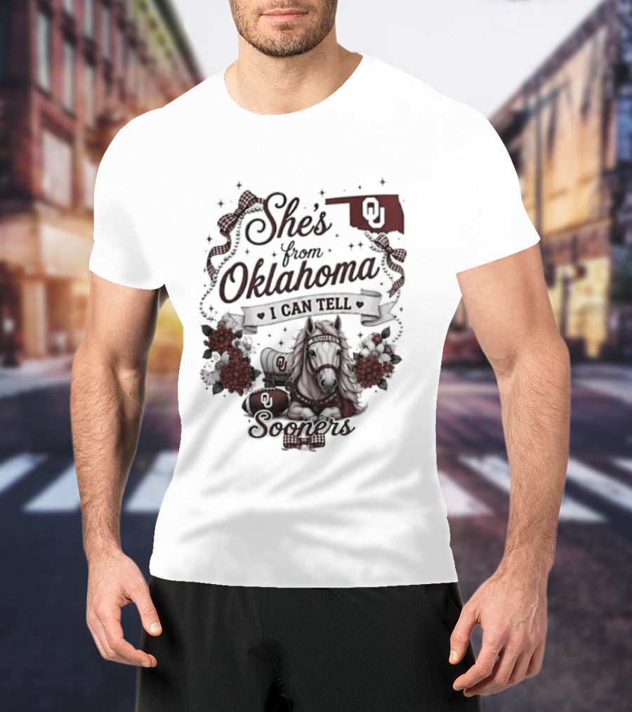 She's From Oklahoma I Can Tell Sooners OU State Pride Football T-Shirt