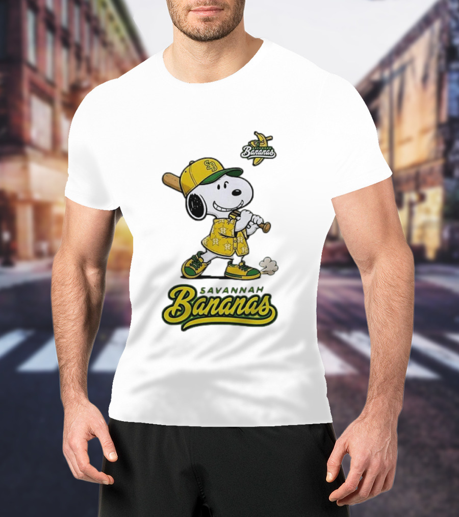 Snoopy Savannah Bananas Peanuts Baseball Collaboration T-Shirt
