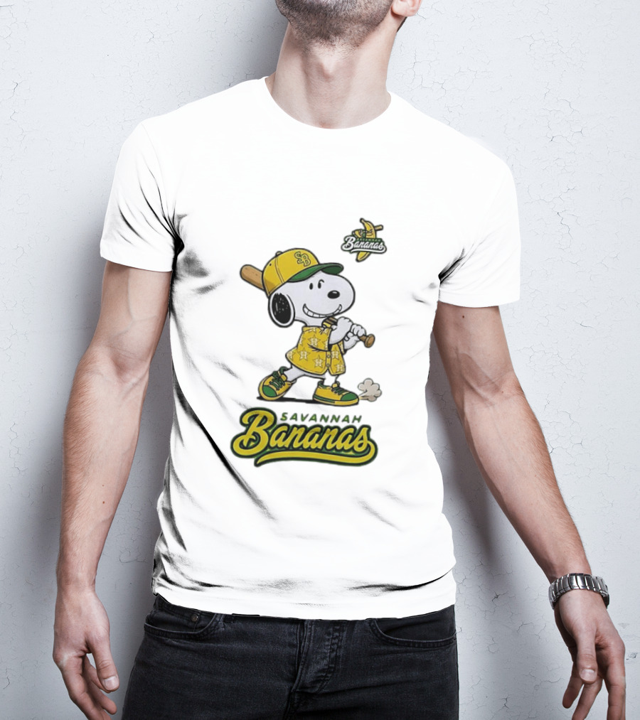 Snoopy Savannah Bananas Peanuts Baseball Collaboration T-Shirt
