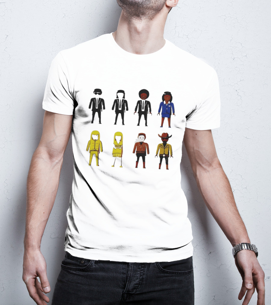 Tarantino Movie Characters Playful Figurine Lineup T-Shirt