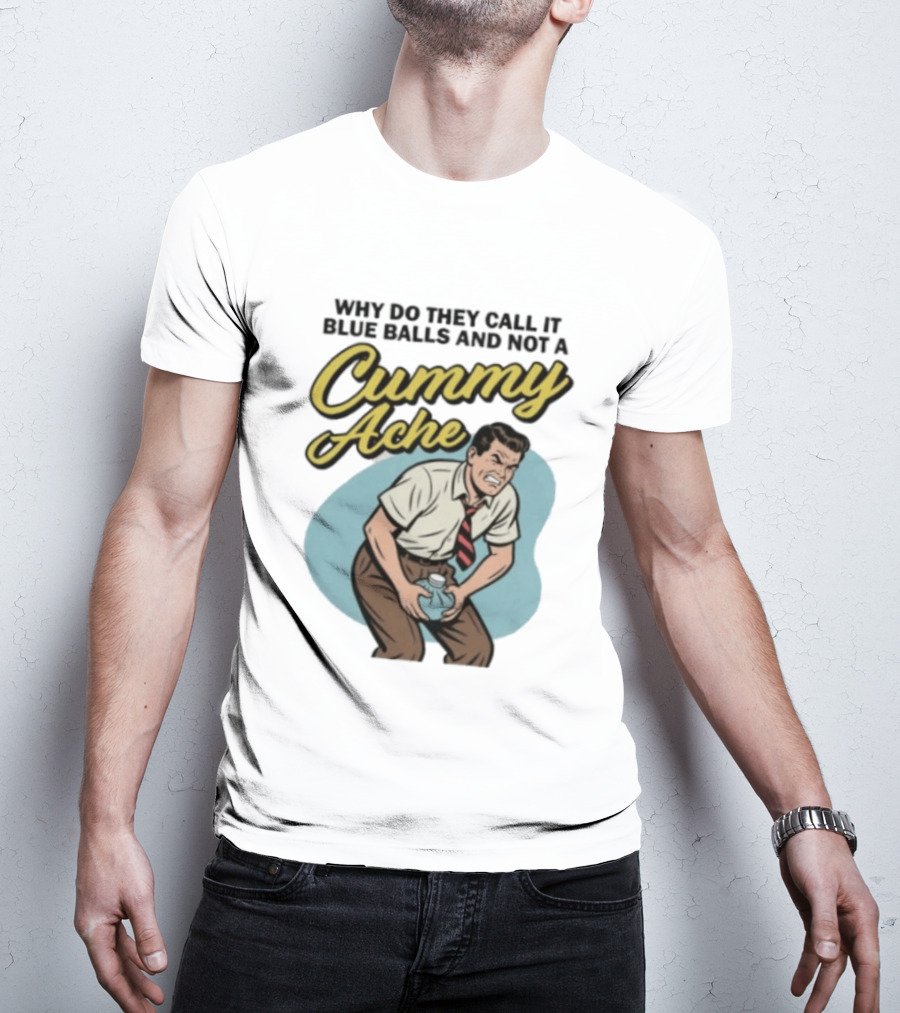 Why Do They Call It Blue Balls And Not A Cummy Ache Vintage Comic Style Man Groin Ache Image T-Shirt