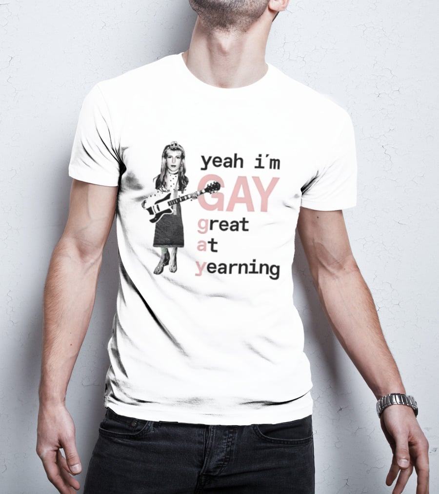 Yeah I'm Gay Great At Yearning Meme With Guitar Player T-Shirt