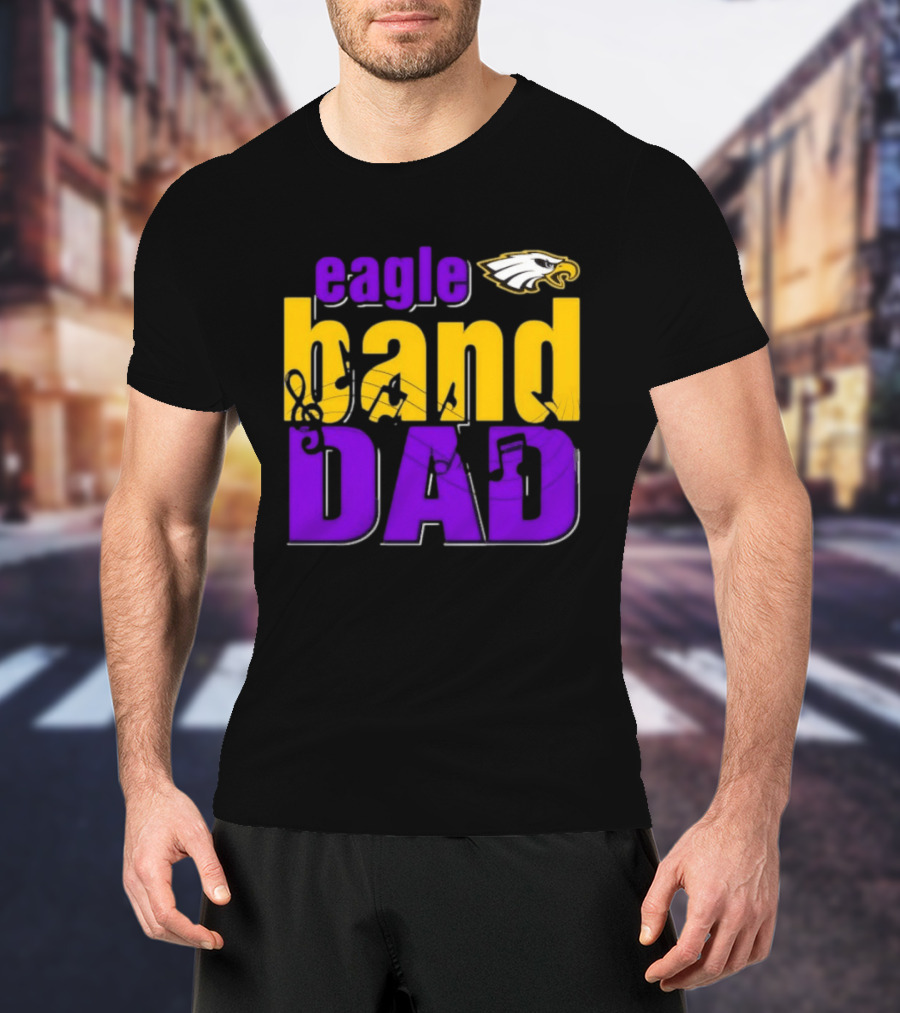 Eagle Band Dad With Eagle Head Icon Yellow And Purple T-Shirt