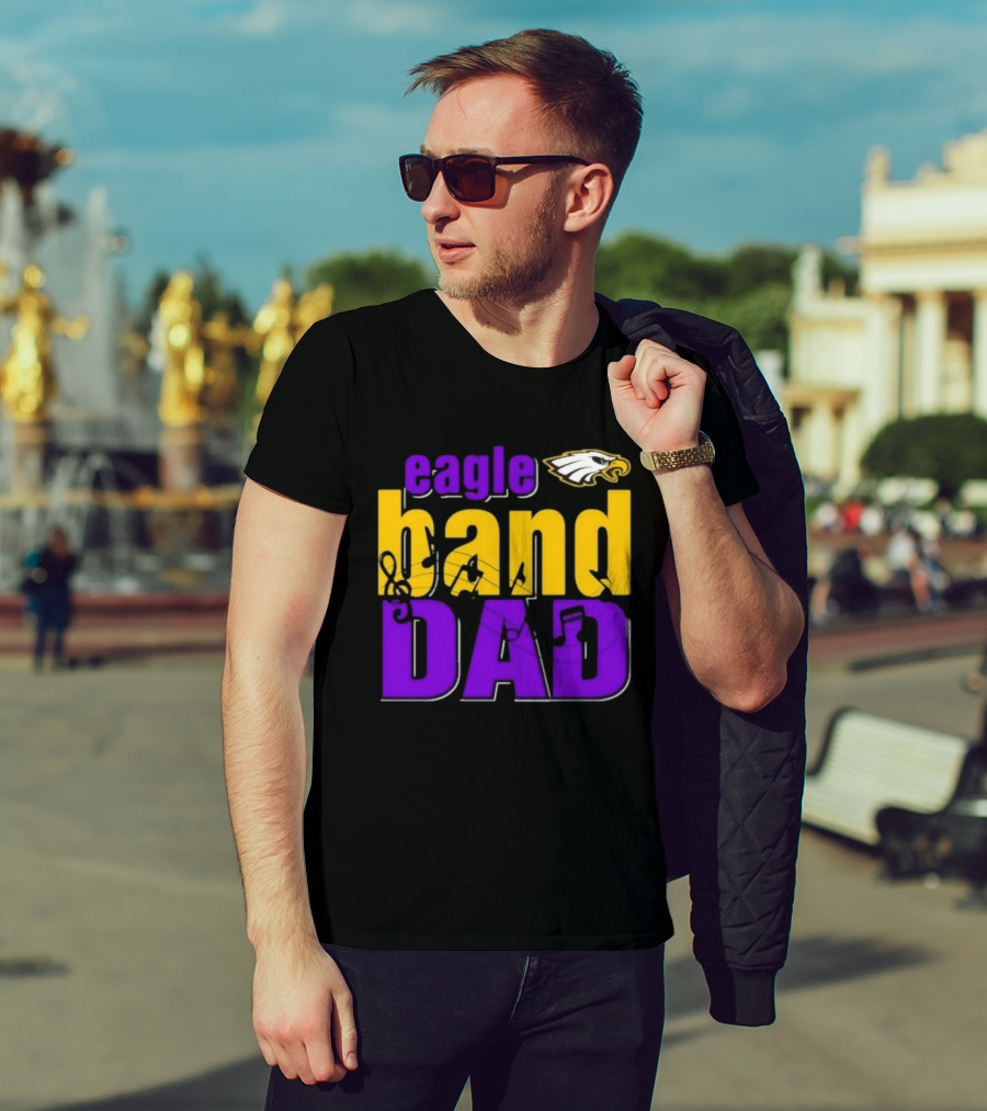 Eagle Band Dad With Eagle Head Icon Yellow And Purple T-Shirt
