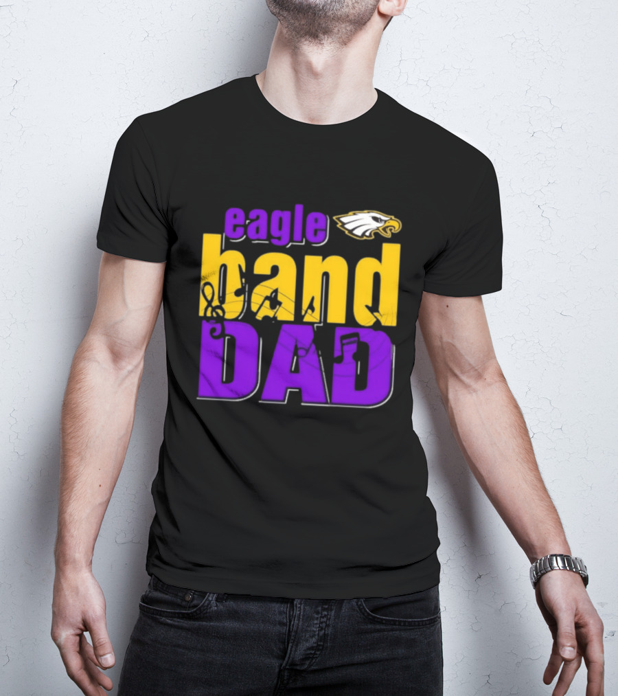 Eagle Band Dad With Eagle Head Icon Yellow And Purple T-Shirt