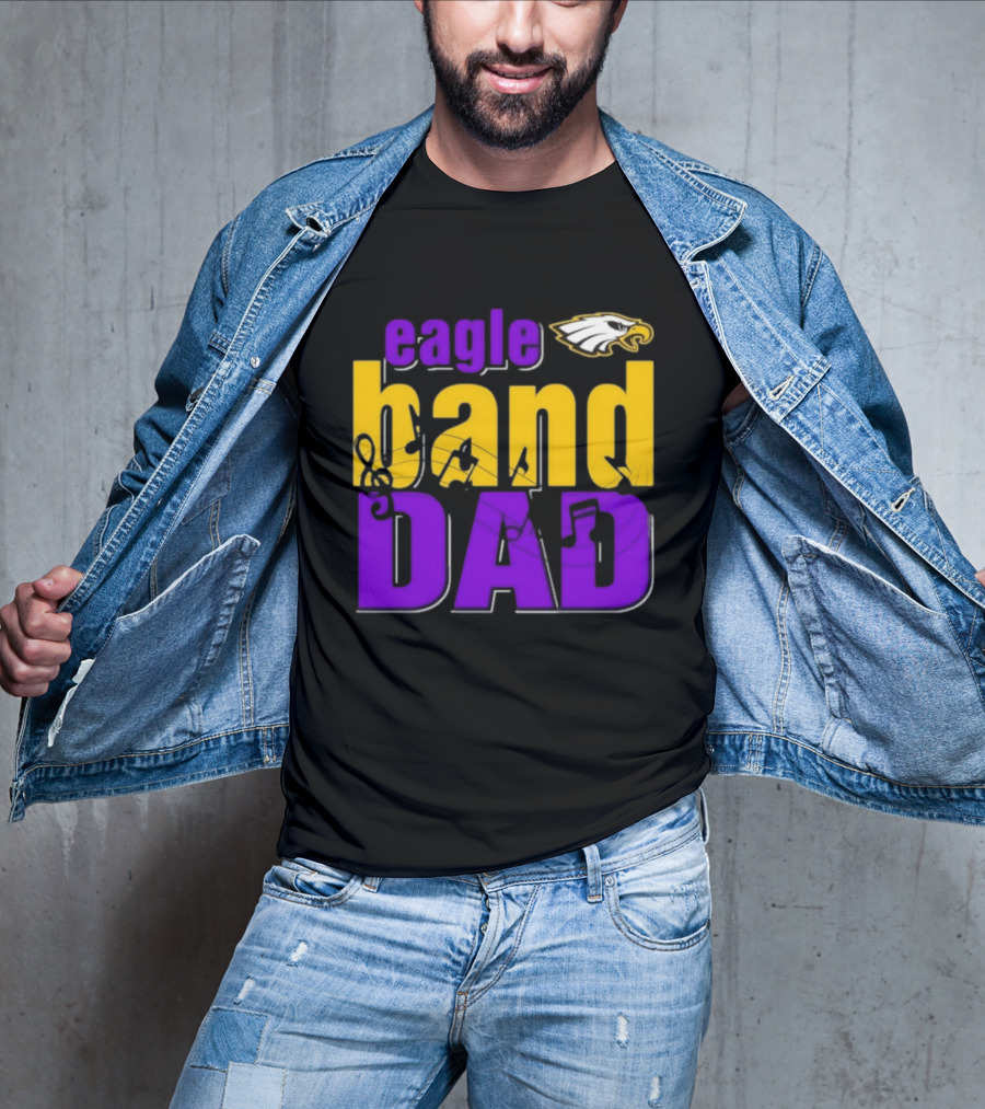 Eagle Band Dad With Eagle Head Icon Yellow And Purple T-Shirt