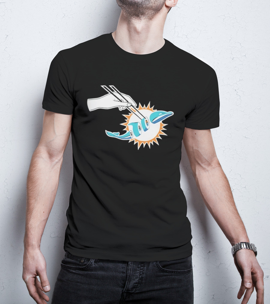 Miami Dolphins Sushi Roll Chopsticks T-Shirt