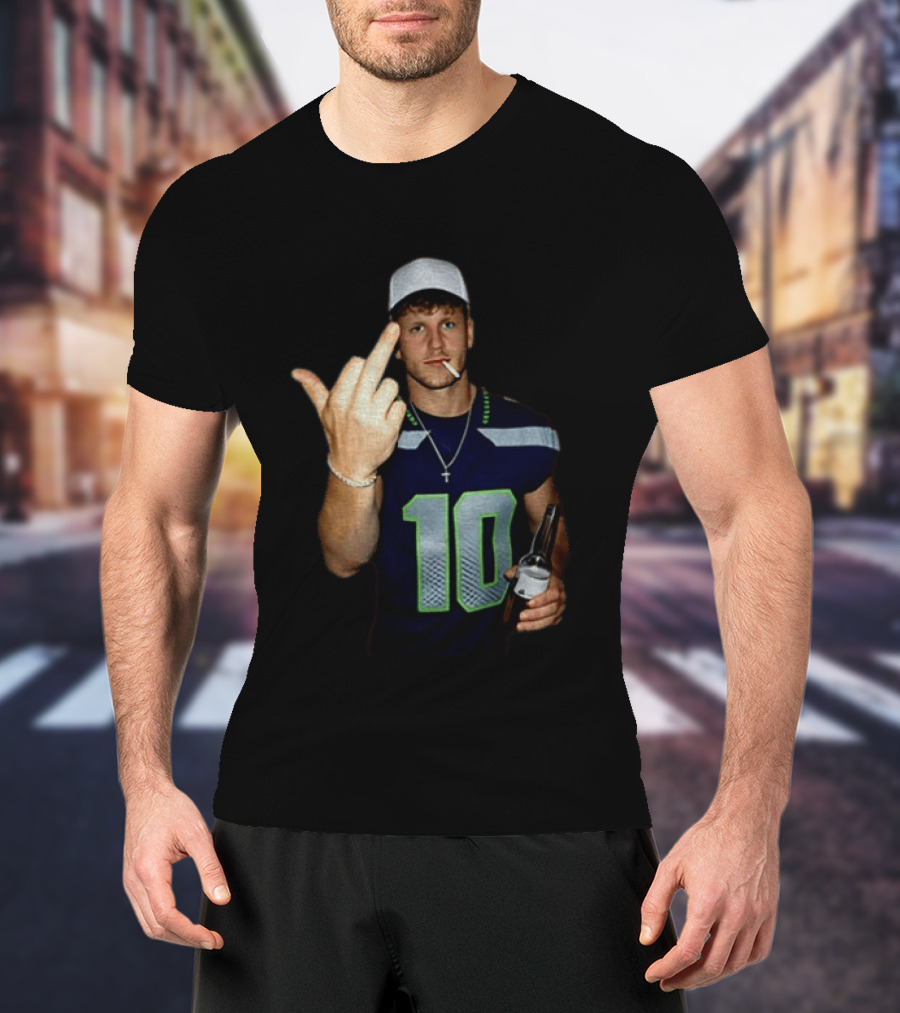 Seattle Seahawks Cooper Kupp Smoking Beer Gesture Iconic Football T-Shirt